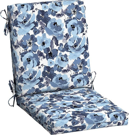 ARDEN Outdoor Dining Chair Cushion, 20 x 20, Rain-Proof, Fade Resistant, Blue Garden Floral