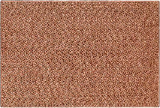 TOWN & COUNTRY BASICS Pax Herringbone Textured Solid Everwash® Washable Area Rug, Low Pile, Non-Slip Backing, Easy Clean Pet & Family Friendly Rug, Rust, 2'11"x4'11"