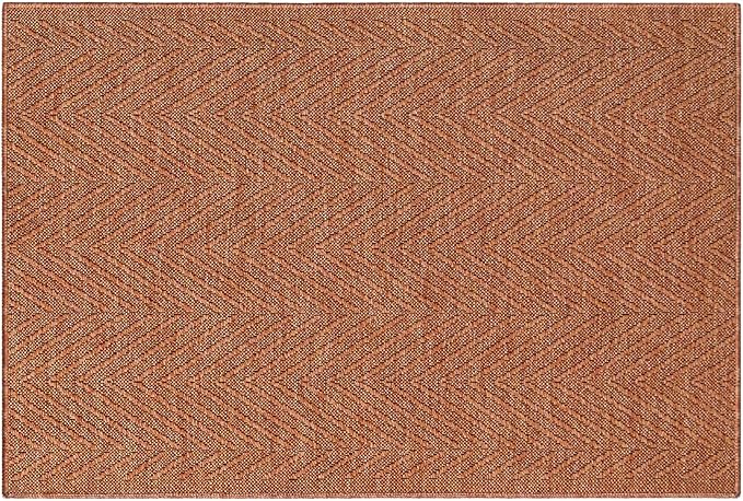 TOWN & COUNTRY BASICS Pax Herringbone Textured Solid Everwash® Washable Area Rug, Low Pile, Non-Slip Backing, Easy Clean Pet & Family Friendly Rug, Rust, 1'11"x2'11"