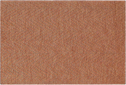 TOWN & COUNTRY BASICS Pax Herringbone Textured Solid Everwash® Washable Area Rug, Low Pile, Non-Slip Backing, Easy Clean Pet & Family Friendly Rug, Rust, 1'11"x2'11"
