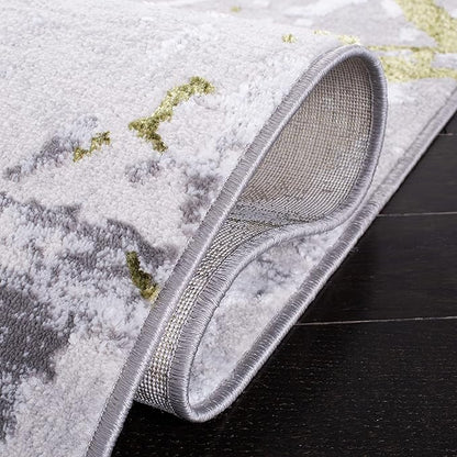 SAFAVIEH Amelia Collection Area Rug - 5'5" x 7'7", Grey & Green, Modern Abstract Design, Non-Shedding & Easy Care, Ideal for High Traffic Areas in Living Room, Bedroom (ALA293J)
