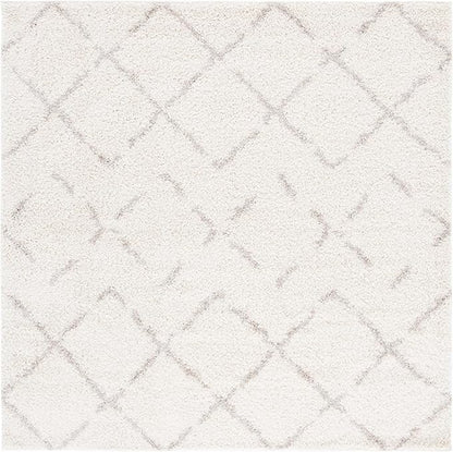 SAFAVIEH Arizona Shag Collection Area Rug - 11' Square, Ivory & Beige, Moroccan Boho Design, Non-Shedding & Easy to Clean, Ideal for Living Room, Bedroom, Dining Space (ASG743A)