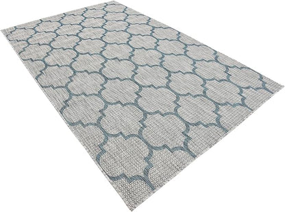 Unique Loom Outdoor Trellis Collection Area Rug (5' 3" x 8' Rectangle, Gray/ Ivory)