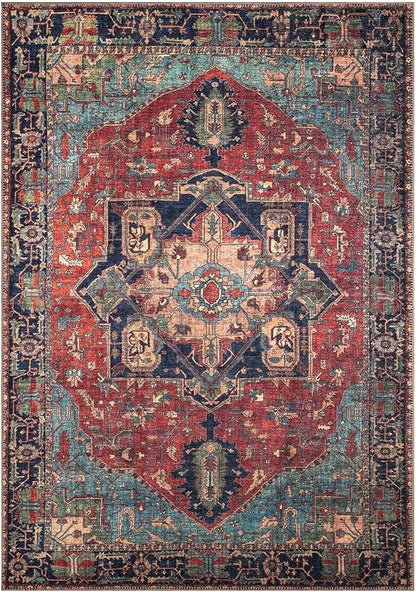 Keen Home Design 8x10 Rug - Machine Washable Area Rug with Non-Slip Backing, Ideal for Living Room, Dining Room, Bedroom - Vintage, Easy Clean, Durable, Low Pile Rug - (8' x 10')