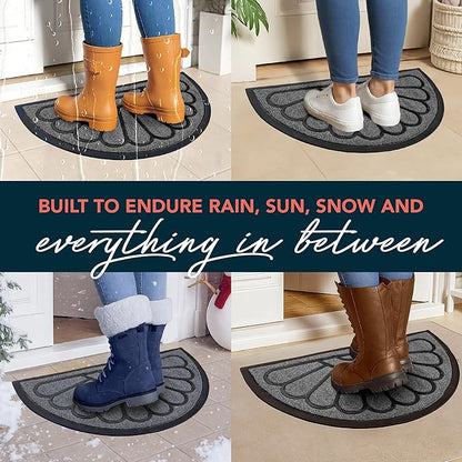 ubdyo Front Door Mat - Low Pile Front Door Mat Outside Entrance - Muddy Dirt Trapping Welcome Matt Outdoor - Rubber Backing Anti Slip Indoor Doormat Entrance, 30" x 17", Bright Grey