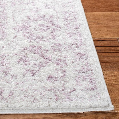 SAFAVIEH Adirondack Collection Runner Rug - 2'6" x 8', Ivory & Lavender, Distressed Vintage Floral Design, Non-Shedding & Easy to Clean, Ideal for Hallway, Foyer, Entryway, Bedroom (ADR109U)
