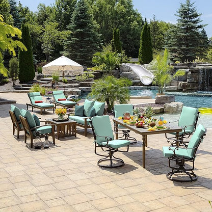 Arden Outdoor Deep Seat Cushion Set, 24 in x 24 in, Weather-Proof, Rain-Proof, Fade Resistant Patio Cushion for Chair, Sofa, and Couch Aqua Leala