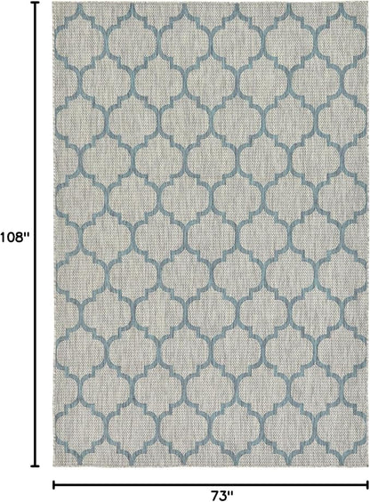 Unique Loom Outdoor Trellis Collection Area Rug (6' 1" x 9' Rectangle, Gray/ Ivory)