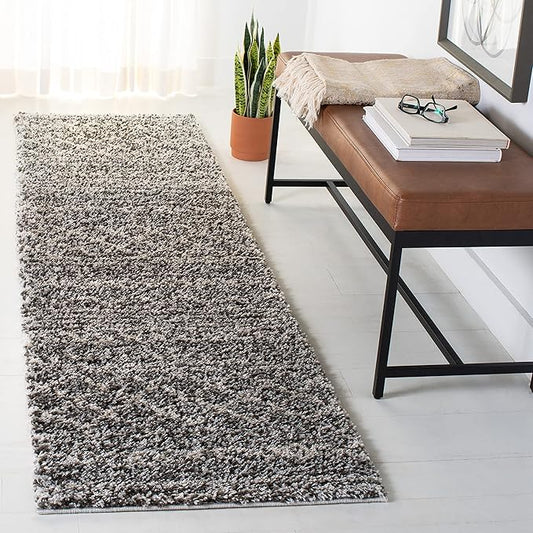 SAFAVIEH Arizona Shag Collection Runner Rug - 2'3" x 10', Brown & Ivory, Moroccan Design, Non-Shedding & Easy to Clean, Ideal for Ideal for Living Room, Hallway, Foyer, Bedroom (ASG743B)