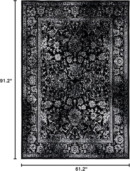 SAFAVIEH Adirondack Collection Area Rug - 5'1" x 7'6", Black & Ivory, Distressed Vintage Floral Design, Non-Shedding & Easy to Clean, Ideal for Living Room, Bedroom, Dining Space (ADR109Z)