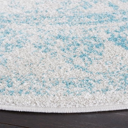 SAFAVIEH Adirondack Collection Area Rug - 3' Round, Ivory & Light Blue, Distressed Vintage Floral Design, Non-Shedding & Easy to Clean, Ideal for Living Room, Bedroom, Dining Space (ADR109L)