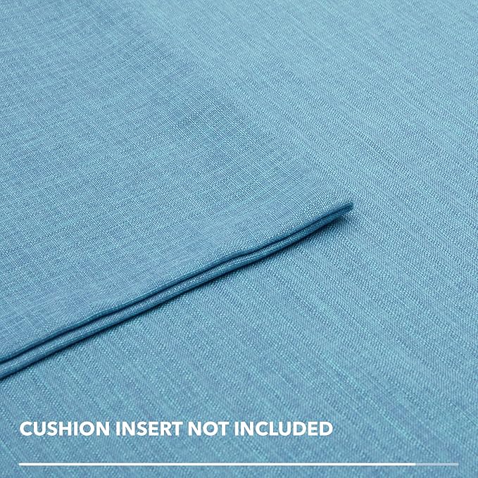 Deconovo Blank Pillow Covers Faux Linen Pillow Shams - Soft Cushion Covers Pillowcases for Patio 24x24 Inch, Lake Blue Set of 4 Case Only No Insert
