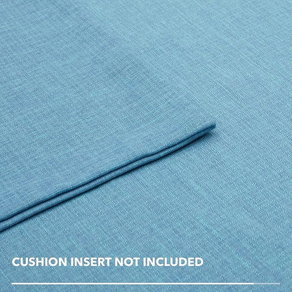Deconovo Blank Pillow Covers Faux Linen Pillow Shams - Soft Cushion Covers Pillowcases for Patio 24x24 Inch, Lake Blue Set of 4 Case Only No Insert