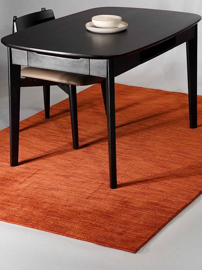 Hand Knotted Loom Wool ECO-Friendly Area Rugs - 4'x6', Rectangle, Light Red Color, Solid Plain Design, High Pile Handmade Anti Skid Area Rugs for Living Room, Bed Room (L00111)
