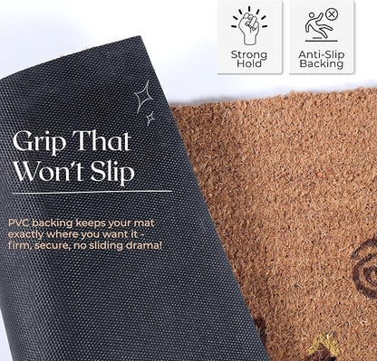 Coir Door Mats 17" X 30", Non-Slip Sturdy, PVC Backed Heavy Duty, Easy to Clean, Ideal for Door Entrance, Patio, Porch, Backyard, Garages, Joy of Music and Dance
