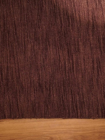 Hand Knotted Loom Wool ECO-Friendly Area Rugs - 4'x6', Rectangle, Purple Color, Solid Plain Design, High Pile Handmade Anti Skid Area Rugs for Living Room, Bed Room (L00111)