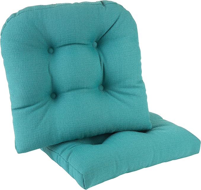 Klear Vu Gripper Overstuffed Universal Non-Slip Dining Chair Cushions for Kitchen Decor or Office Use, U-Shaped Skid-Proof Seat Pad, 17x17 Inches, 2 Count (Pack of 1), Solid Teal