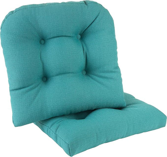Klear Vu Gripper Overstuffed Universal Non-Slip Dining Chair Cushions for Kitchen Decor or Office Use, U-Shaped Skid-Proof Seat Pad, 17x17 Inches, 2 Count (Pack of 1), Solid Teal