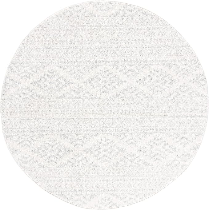 SAFAVIEH Tulum Collection Area Rug - 11' Round, Ivory & Light Grey, Moroccan Boho Tribal Design, Non-Shedding & Easy to Clean, Ideal for Living Room, Bedroom, Dining Space (TUL272G)