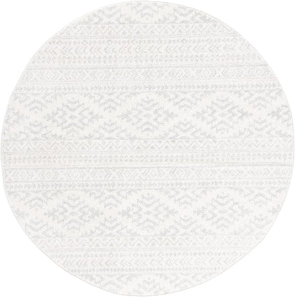 SAFAVIEH Tulum Collection Area Rug - 11' Round, Ivory & Light Grey, Moroccan Boho Tribal Design, Non-Shedding & Easy to Clean, Ideal for Living Room, Bedroom, Dining Space (TUL272G)