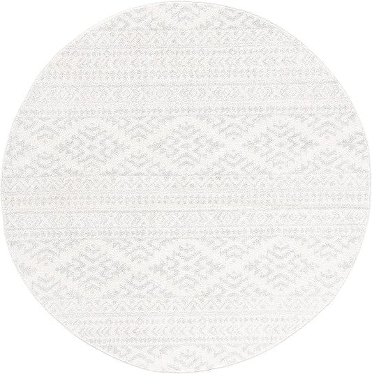 SAFAVIEH Tulum Collection Area Rug - 11' Round, Ivory & Light Grey, Moroccan Boho Tribal Design, Non-Shedding & Easy to Clean, Ideal for Living Room, Bedroom, Dining Space (TUL272G)