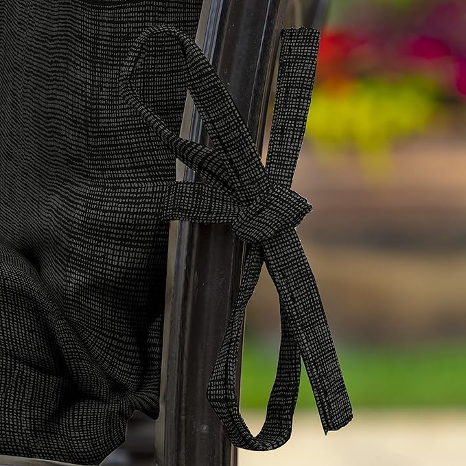 ARDEN Outdoor Dining Chair Cushion, 20 x 20, Rain-Proof, Fade Resistant, Black Leala