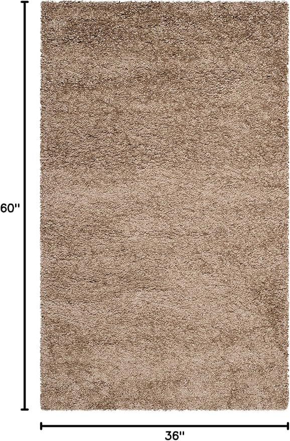 SAFAVIEH Milan Shag Collection Accent Rug - 3' x 5', Dark Beige, Solid Design, Non-Shedding & Easy Care, 2-inch Thick Ideal for High Traffic Areas in Entryway, Living Room, Bedroom (SG180-1414)