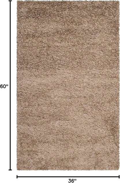 SAFAVIEH Milan Shag Collection Accent Rug - 3' x 5', Dark Beige, Solid Design, Non-Shedding & Easy Care, 2-inch Thick Ideal for High Traffic Areas in Entryway, Living Room, Bedroom (SG180-1414)