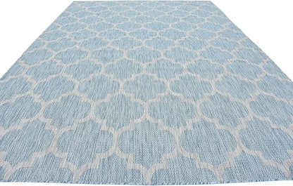 Unique Loom Outdoor Trellis Collection Area Rug (9' x 12' Rectangle, Aquamarine/ Gray)