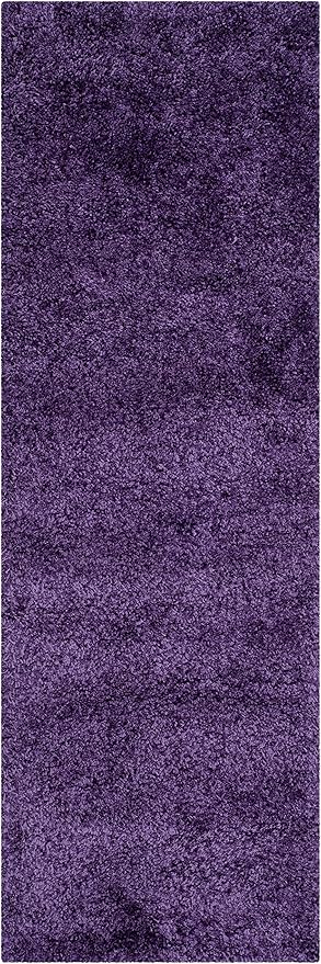 SAFAVIEH Milan Shag Collection Runner Rug - 2' x 12', Purple, Solid Design, Non-Shedding & Easy Care, 2-inch Thick Ideal for High Traffic Areas in Living Room, Bedroom (SG180-7373)