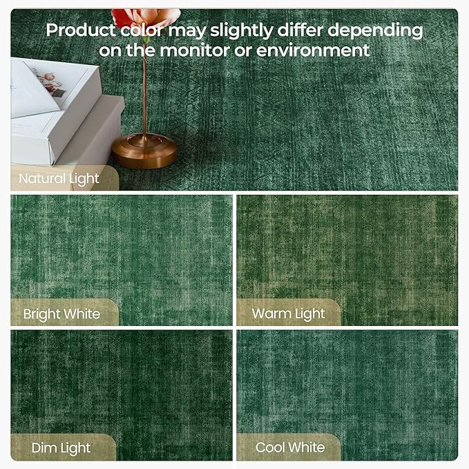 Kokia Abstract Area Rugs 9x12 Bedroom Washable Decor Low Pile Non-Slip Non-Shedding Indoor Carpet Foldable Stain Resistant Floor Mat Living Room Dining Room, Green Rug, Oslo Jungle