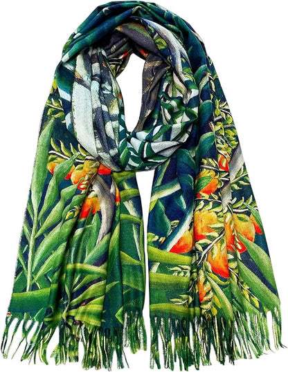 VENVSBEE Reversible Scarf Soft Large Shawl Wrap Blanket Double Sided Art Print Warm Pashmina Stoles Klimt Van Gogh Gifts