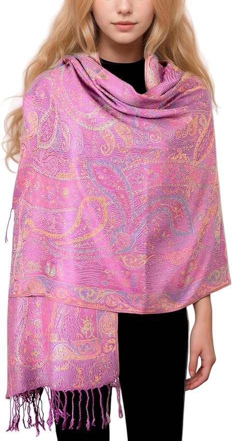 Achillea Big Paisley Pashmina Shawl Wrap for Women – Elegant Scarf for Weddings, Evening Dresses, Festivals & Daily Wear