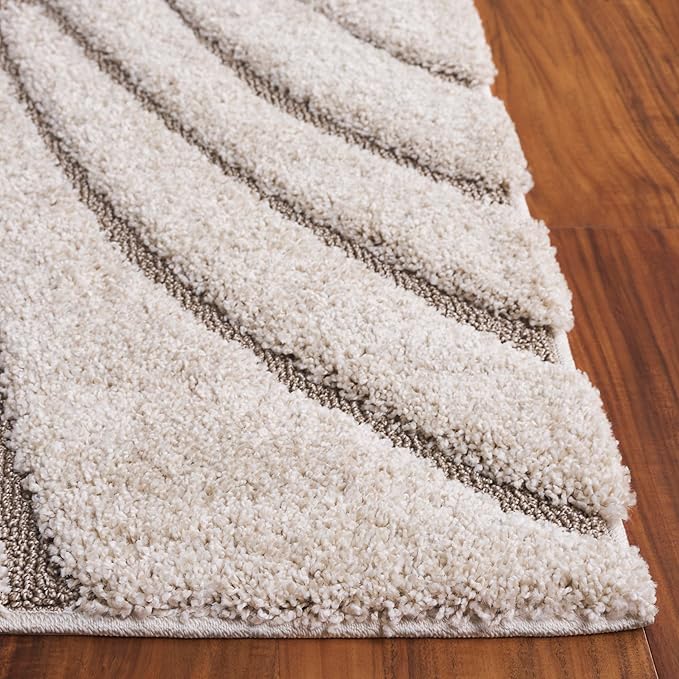 SAFAVIEH Florida Shag Collection Area Rug - 10' Square, Cream & Beige, Non-Shedding & Easy Care, 1.2-inch Thick Ideal for High Traffic Areas in Living Room, Bedroom (SG471-1113)