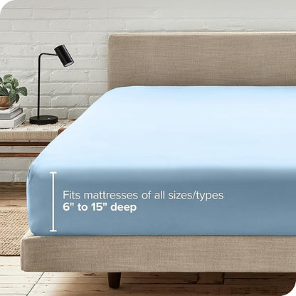 Bare Home Fitted Bottom Sheet Twin XL Size - Premium 1800 Microfiber - Ultra-Soft Hotel Luxury - Deep Pocket - Durable and Long Lasting (Twin XL, Light Blue)