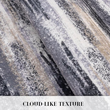 Modern Abstract 5x7 Machine Washable Area Rug Non-Slip Soft Bedroom Living Romm Rug Grey Black Multi Ultra Thin Print Faux Wool Floor Carpet Throw Rugs for Nursery Playroom Dining Room Indoor