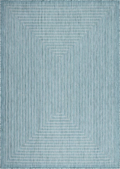 Adiva Rugs Outdoor Indoor Area Rug, Weather Resistant, Easy to Clean, Stain Resistant Floor Mat for Dining Room, Backyard, Deck, Patio (Aqua Weiss, 10' x 14')