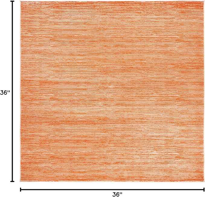 SAFAVIEH Vision Collection Area Rug - 3' Square, Orange, Modern Ombre Design, Non-Shedding & Easy to Clean, Ideal for Foyer, Entryway, Bedroom, Accent Space (VSN606P)