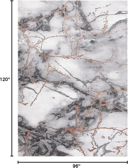 SAFAVIEH Area Rug 8x10 - Craft Collection - Large - Grey & Orange, Modern Abstract Marble Pattern Design, Non-Shedding & Easy Cleaning, Ideal for Living Room, Bedroom, Office, Dining Space (CFT877P)