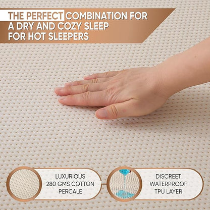 Crib Organic Cotton Percale Mattress Pad Protector – OCS Blended & Oeko-TEX Certified – Waterproof Breathable – Naturally Cool – Soft Natural Comfort