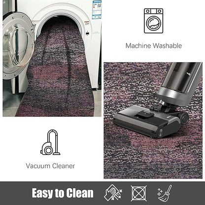 RUGSURE Washable Area Rug - 1/6 Thick - Stain & Water Resistant Non-Slip - Resistant Rug for Living Room, Bedroom, Nursery, Pet & Child Friendly, Vintage Charm Area Rugs (Burgundy, 4' x 6')