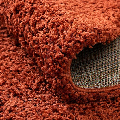Unique Loom Solid Shag Collection Area Rug (7' 1" Round, Terracotta)