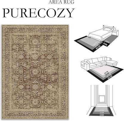 Brown 2x3 Entryway Area Rug Machine Washable Doormat Kitchen Vintage Distressed Non Slip Carpet Indoor Traditional Floral Accent Throw Small Rug for Bathroom Office Bedroom Living Dining Room