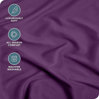 Bare Home Fitted Bottom Sheet Split King Size - Premium 1800 Microfiber - Ultra-Soft Hotel Luxury - Deep Pocket - Durable and Long Lasting (Split King, Plum)