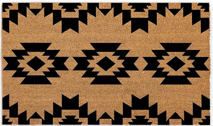 Coir Door Mats 17" X 30", Non-Slip Sturdy, PVC Backed Heavy Duty, Easy to Clean, Ideal for Door Entrance, Patio, Porch, Backyard, Garages, Geometric Boho