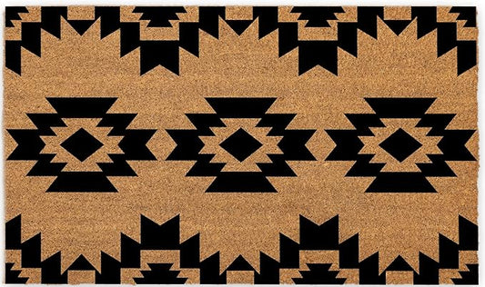 Coir Door Mats 17" X 30", Non-Slip Sturdy, PVC Backed Heavy Duty, Easy to Clean, Ideal for Door Entrance, Patio, Porch, Backyard, Garages, Geometric Boho