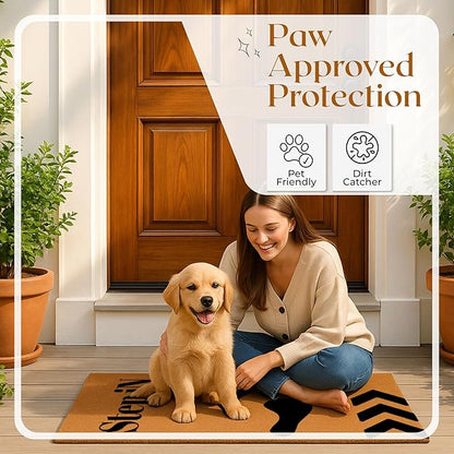 Coir Door Mats 17" X 30", Non-Slip Sturdy, PVC Backed Heavy Duty, Easy to Clean, Ideal for Door Entrance, Patio, Porch, Backyard, Garages, Step-in Footprints