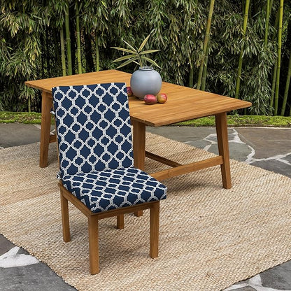 Arden earthFIBER Outdoor Dining Chair Cushion, 20 x 20, Rain-Proof, Fade Resistant, Sapphire Blue Garden Trellis