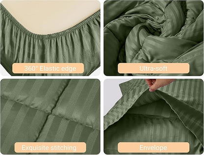 ZPECC Toddler Bedding Set - 4 Piece Hypoallergenic Baby Crib Bedding Set for Boys and Girls, Includes Toddler Comforter, Flat Sheet, Fitted Sheet and Pillowcase, Olive Green