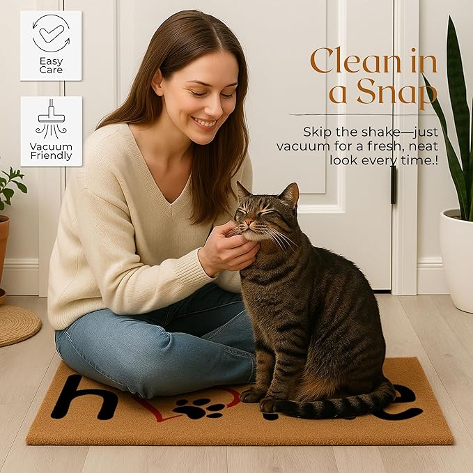Coir Door Mats 17" X 30", Non-Slip Sturdy, PVC Backed Heavy Duty, Easy to Clean, Ideal for Door Entrance, Patio, Porch, Backyard, Garages, Home with The Love of Paws